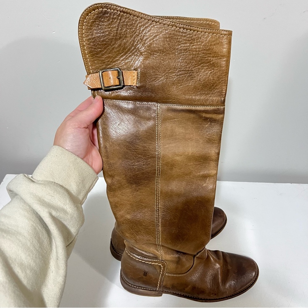 FRYE Paige Brown Leather Knee High Boots Women's 6.5 B Western Boho Boots
